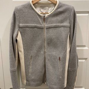 IRO Grey cotton/wool jacket with leather trim - size 42